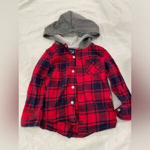 Andy & Evan Little Boy's Hooded Plaid Button-Front Hoodie, 2T